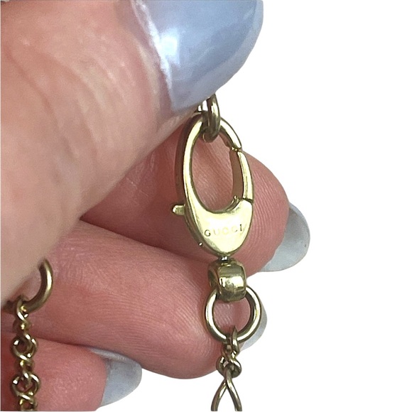 AUTHENTIC - Gucci Necklace Gold Metal Lion Head Red Crystal Pendant - Picture 10 of 11